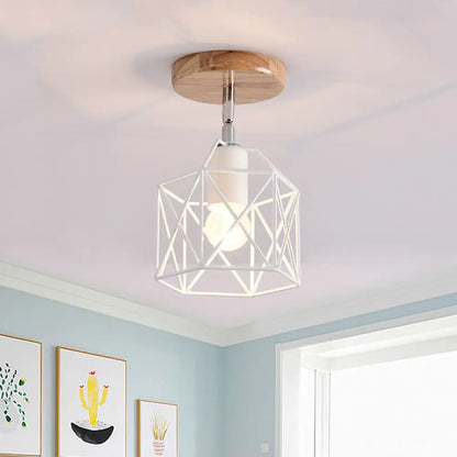 DecorBites™ DecorBites™ Modern Metal Hexagon Ceiling Light - Gray/White/Pink/Yellow/Blue/Green - Semi Flush Mount for Bedroom
