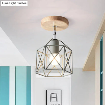 DecorBites™ DecorBites™ Modern Metal Hexagon Ceiling Light - Gray/White/Pink/Yellow/Blue/Green - Semi Flush Mount for Bedroom