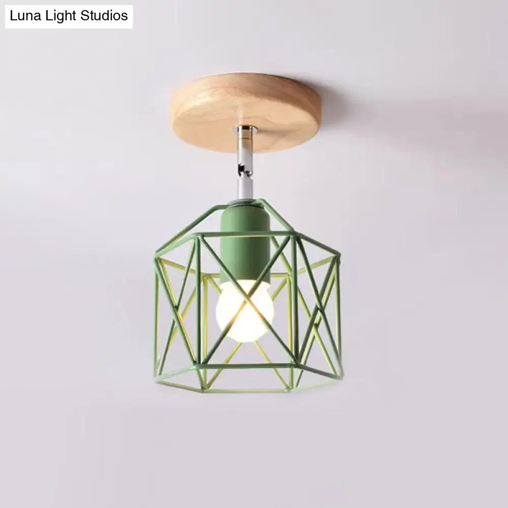 DecorBites™ DecorBites™ Modern Metal Hexagon Ceiling Light - Gray/White/Pink/Yellow/Blue/Green - Semi Flush Mount for Bedroom