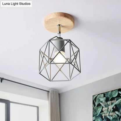 DecorBites™ DecorBites™ Modern Metal Hexagon Ceiling Light - Gray/White/Pink/Yellow/Blue/Green - Semi Flush Mount for Bedroom