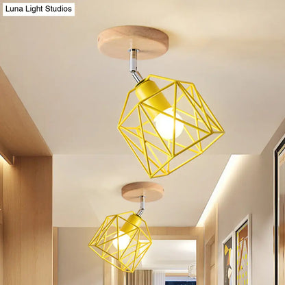 DecorBites™ DecorBites™ Modern Metal Hexagon Ceiling Light - Gray/White/Pink/Yellow/Blue/Green - Semi Flush Mount for Bedroom