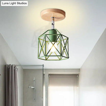 DecorBites™ DecorBites™ Modern Metal Hexagon Ceiling Light - Gray/White/Pink/Yellow/Blue/Green - Semi Flush Mount for Bedroom