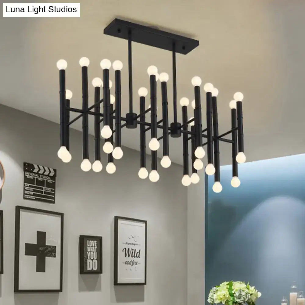 Decorbites modern metal island light with black multi-rod cylindrical arms and spherical e12 e14 bulbs up and down lighting fixture