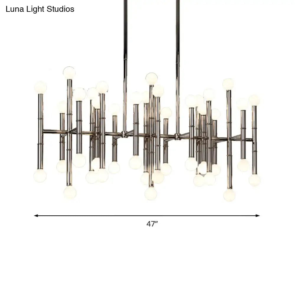 Decorbites modern metal island light with brushed nickel multi-rod design and e12 e14 spherical bulbs for up and down lighting