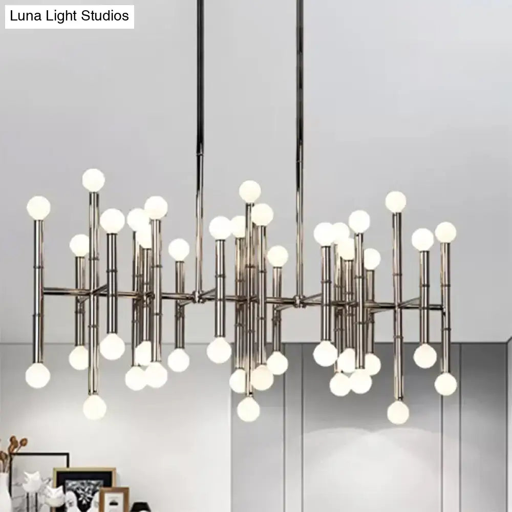DecorBites™ modern metal island light in black chrome gold with multi-rod 42-head design and e12 e14 bulbs