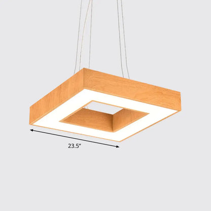 Modern Metal LED Chandelier - Light Wood Square Suspension Light for Offices