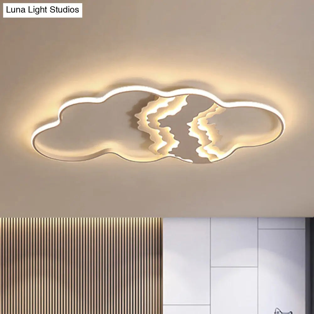 DecorBites™ DecorBites™ Modern Metal LED Cloud Flush Mount Fixture in White with Warm/White Light for Living Room Lighting
