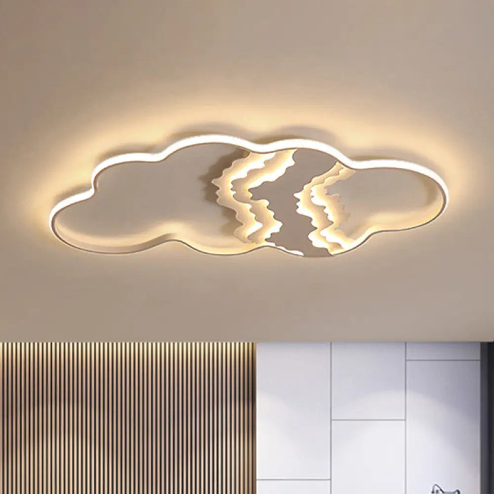 DecorBites™ DecorBites™ Modern Metal LED Cloud Flush Mount Fixture in White with Warm/White Light for Living Room Lighting