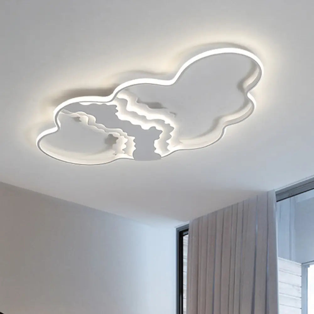 DecorBites™ DecorBites™ Modern Metal LED Cloud Flush Mount Fixture in White with Warm/White Light for Living Room Lighting