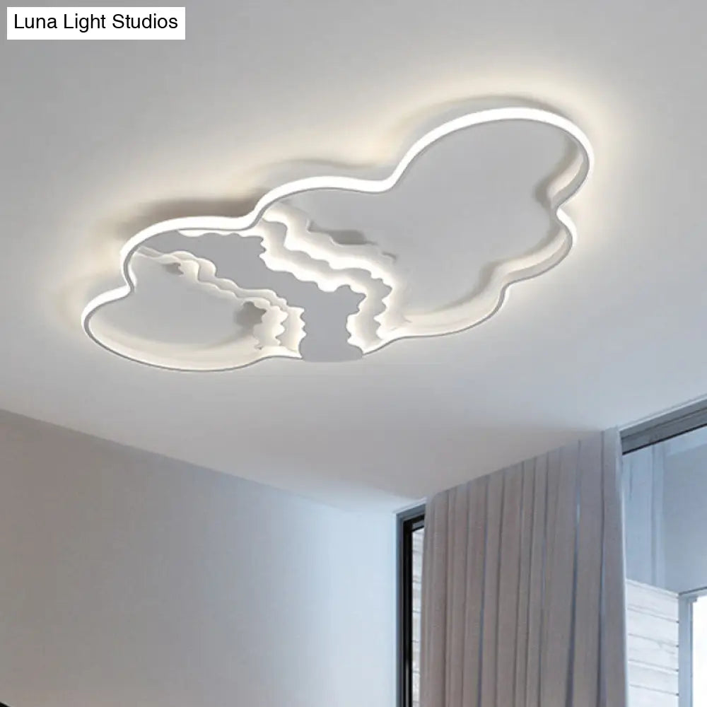 DecorBites™ DecorBites™ Modern Metal LED Cloud Flush Mount Fixture in White with Warm/White Light for Living Room Lighting