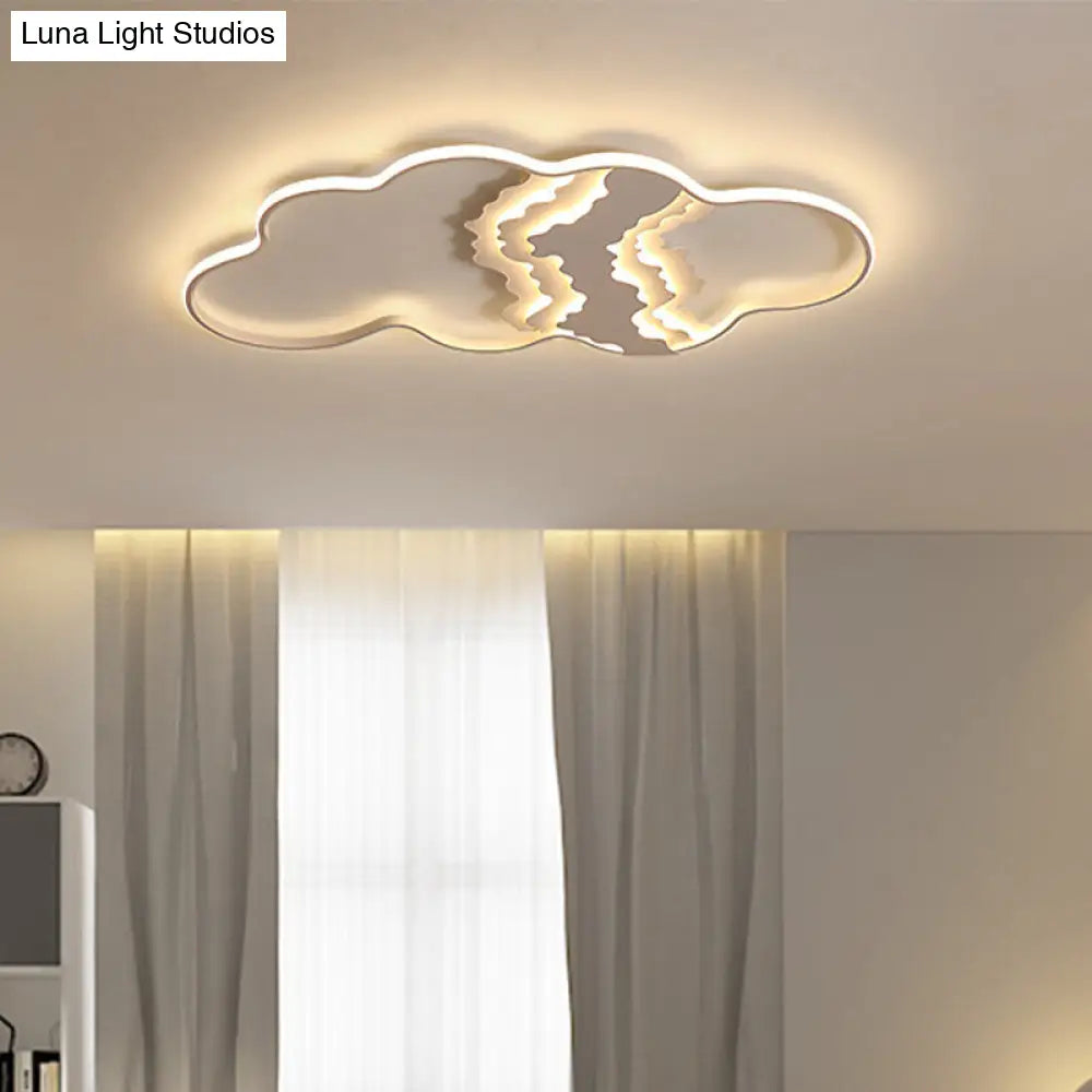DecorBites™ DecorBites™ Modern Metal LED Cloud Flush Mount Fixture in White with Warm/White Light for Living Room Lighting