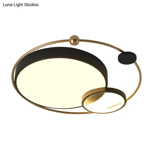 DecorBites™ DecorBites™ Modern Metal LED Flush Ceiling Light Fixture, Planet Shaped, for Bedroom