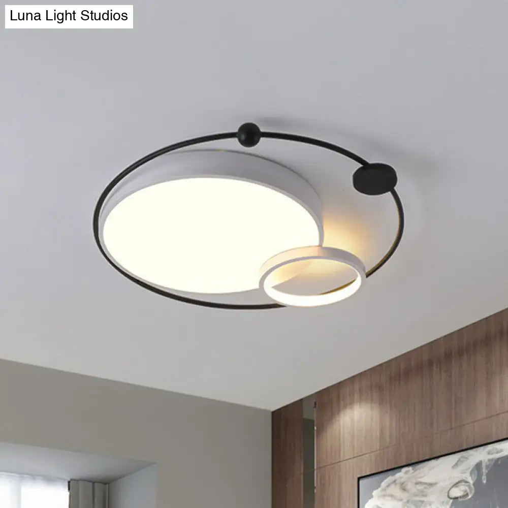 DecorBites™ DecorBites™ Modern Metal LED Flush Ceiling Light Fixture, Planet Shaped, for Bedroom