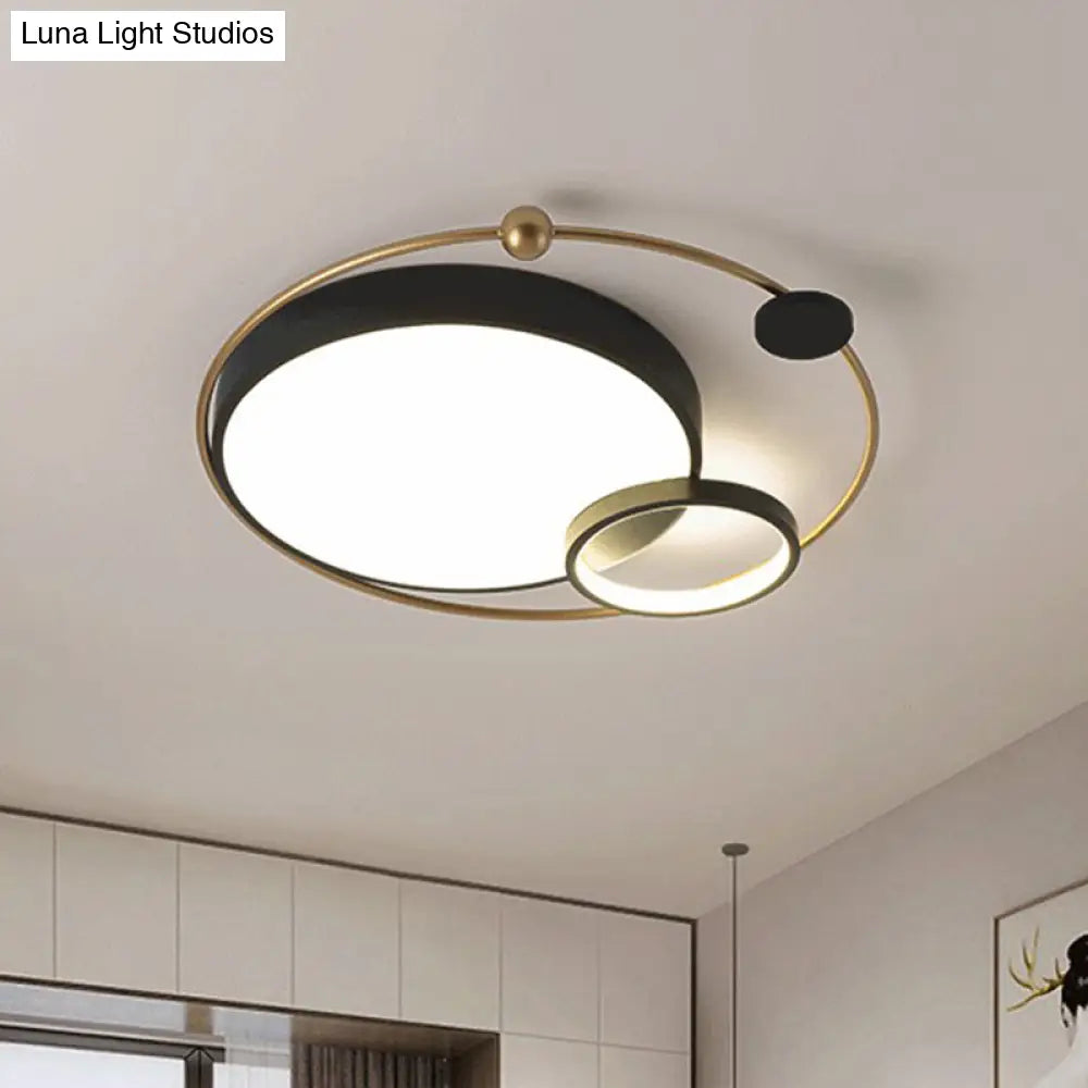 DecorBites™ DecorBites™ Modern Metal LED Flush Ceiling Light Fixture, Planet Shaped, for Bedroom