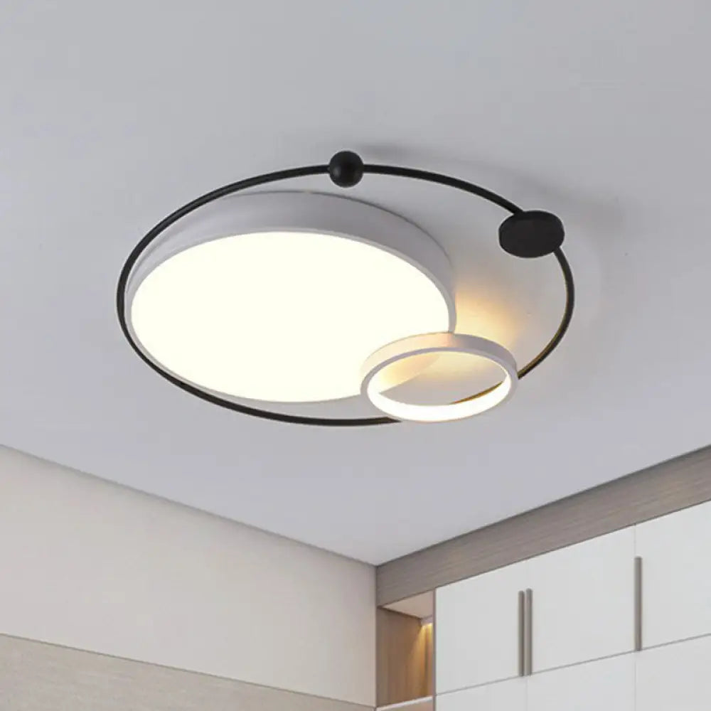 DecorBites™ DecorBites™ Modern Metal LED Flush Ceiling Light Fixture, Planet Shaped, for Bedroom