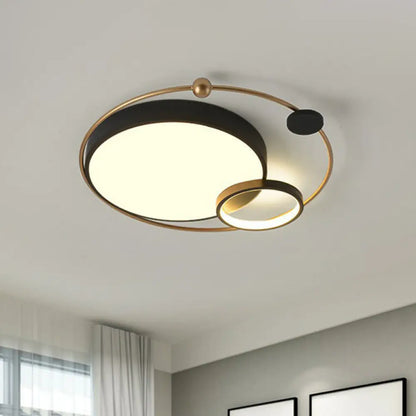 DecorBites™ DecorBites™ Modern Metal LED Flush Ceiling Light Fixture, Planet Shaped, for Bedroom