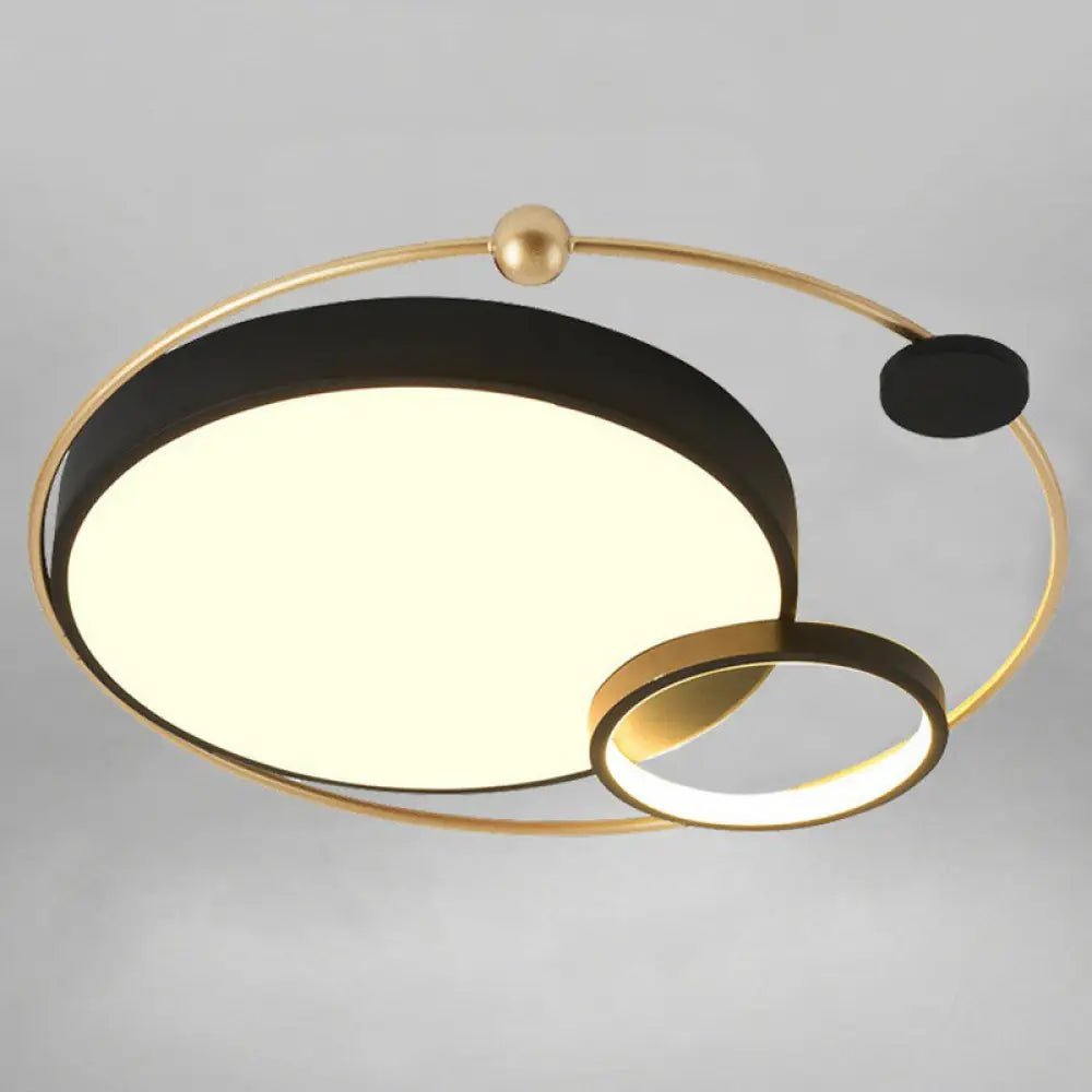 DecorBites™ DecorBites™ Modern Metal LED Flush Ceiling Light Fixture, Planet Shaped, for Bedroom