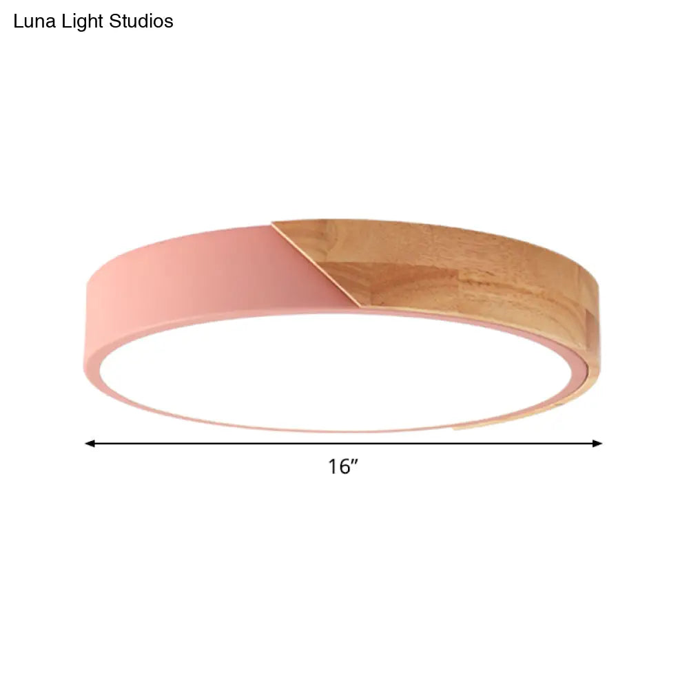 DecorBites™ DecorBites™ Modern Metal LED Flush Light in Pink/White with Acrylic Diffuser, Ceiling Mounted, Round Design - 12"/16"/19.5" Wide