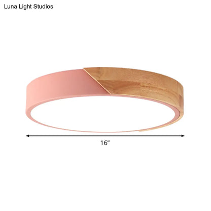 DecorBites™ DecorBites™ Modern Metal LED Flush Light in Pink/White with Acrylic Diffuser, Ceiling Mounted, Round Design - 12"/16"/19.5" Wide