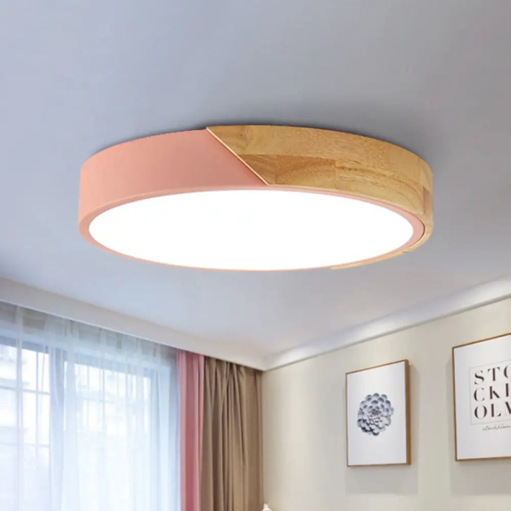 DecorBites™ DecorBites™ Modern Metal LED Flush Light in Pink/White with Acrylic Diffuser, Ceiling Mounted, Round Design - 12"/16"/19.5" Wide