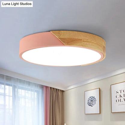 DecorBites™ DecorBites™ Modern Metal LED Flush Light in Pink/White with Acrylic Diffuser, Ceiling Mounted, Round Design - 12"/16"/19.5" Wide
