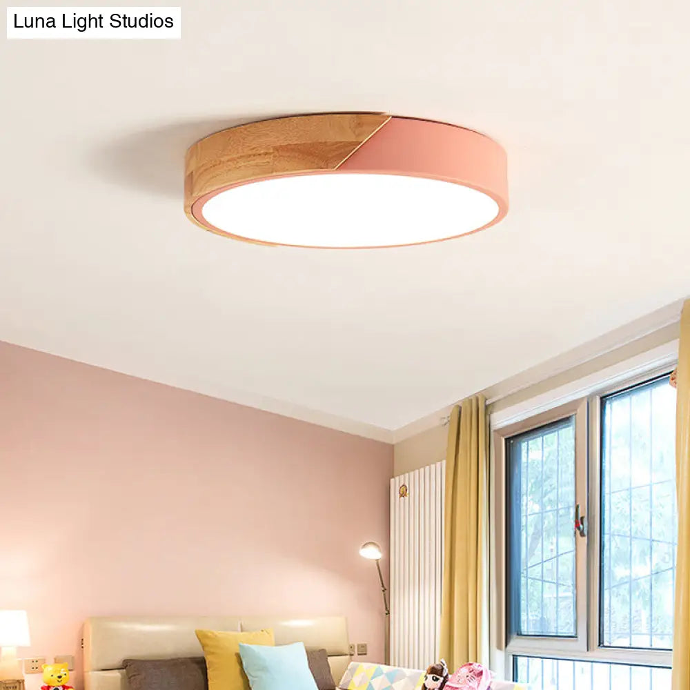 DecorBites™ DecorBites™ Modern Metal LED Flush Light in Pink/White with Acrylic Diffuser, Ceiling Mounted, Round Design - 12"/16"/19.5" Wide