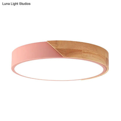 DecorBites™ DecorBites™ Modern Metal LED Flush Light in Pink/White with Acrylic Diffuser, Ceiling Mounted, Round Design - 12"/16"/19.5" Wide