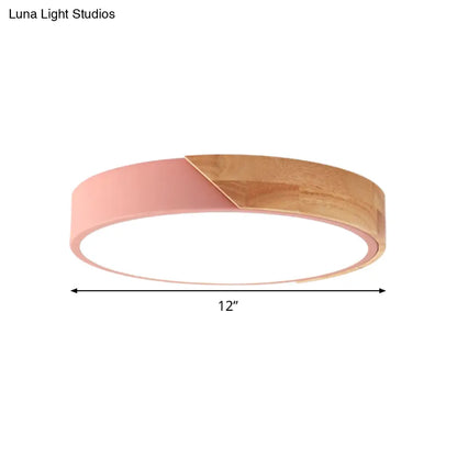 DecorBites™ DecorBites™ Modern Metal LED Flush Light in Pink/White with Acrylic Diffuser, Ceiling Mounted, Round Design - 12"/16"/19.5" Wide