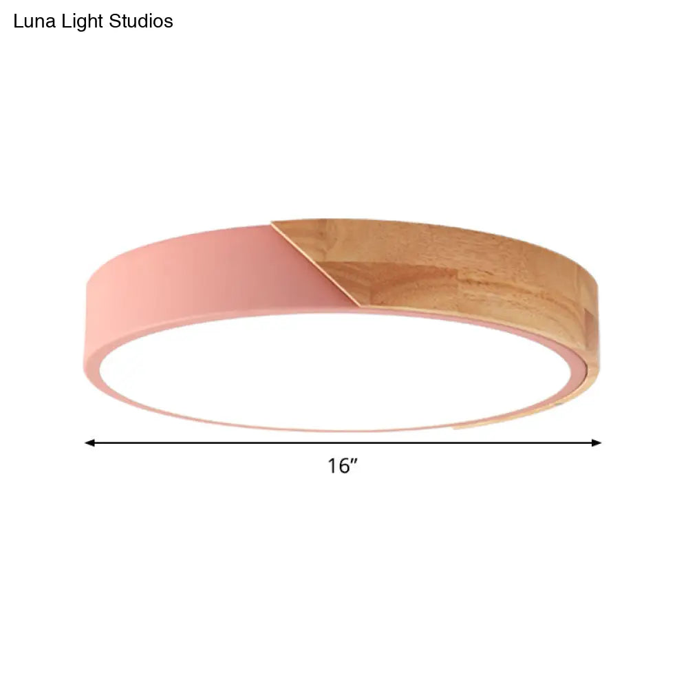 DecorBites™ DecorBites™ Modern Metal LED Flush Light in Pink/White with Acrylic Diffuser, Ceiling Mounted, Round Design - 12"/16"/19.5" Wide