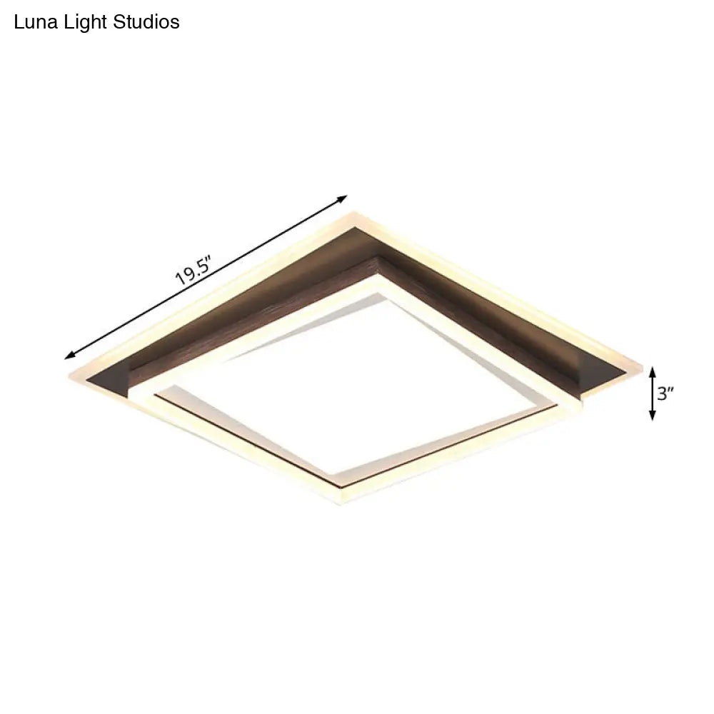 DecorBites™ DecorBites™ Modern Metal LED Flush Mount Ceiling Lamp with Recessed Diffuser - Square/Rectangular, White/Warm Light (16"/19.5"/35.5" Wide)