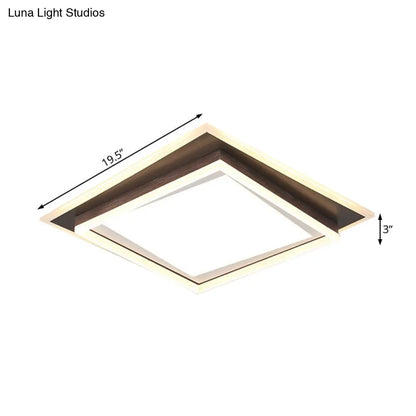 DecorBites™ DecorBites™ Modern Metal LED Flush Mount Ceiling Lamp with Recessed Diffuser - Square/Rectangular, White/Warm Light (16"/19.5"/35.5" Wide)