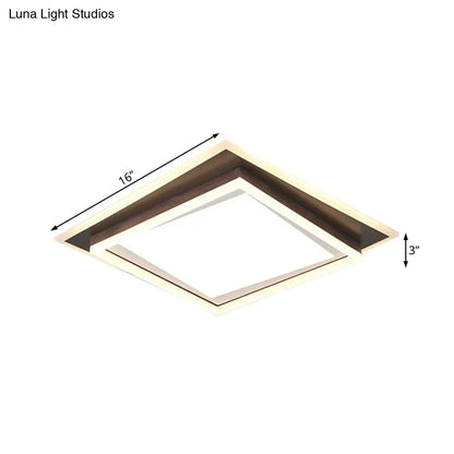 DecorBites™ DecorBites™ Modern Metal LED Flush Mount Ceiling Lamp with Recessed Diffuser - Square/Rectangular, White/Warm Light (16"/19.5"/35.5" Wide)