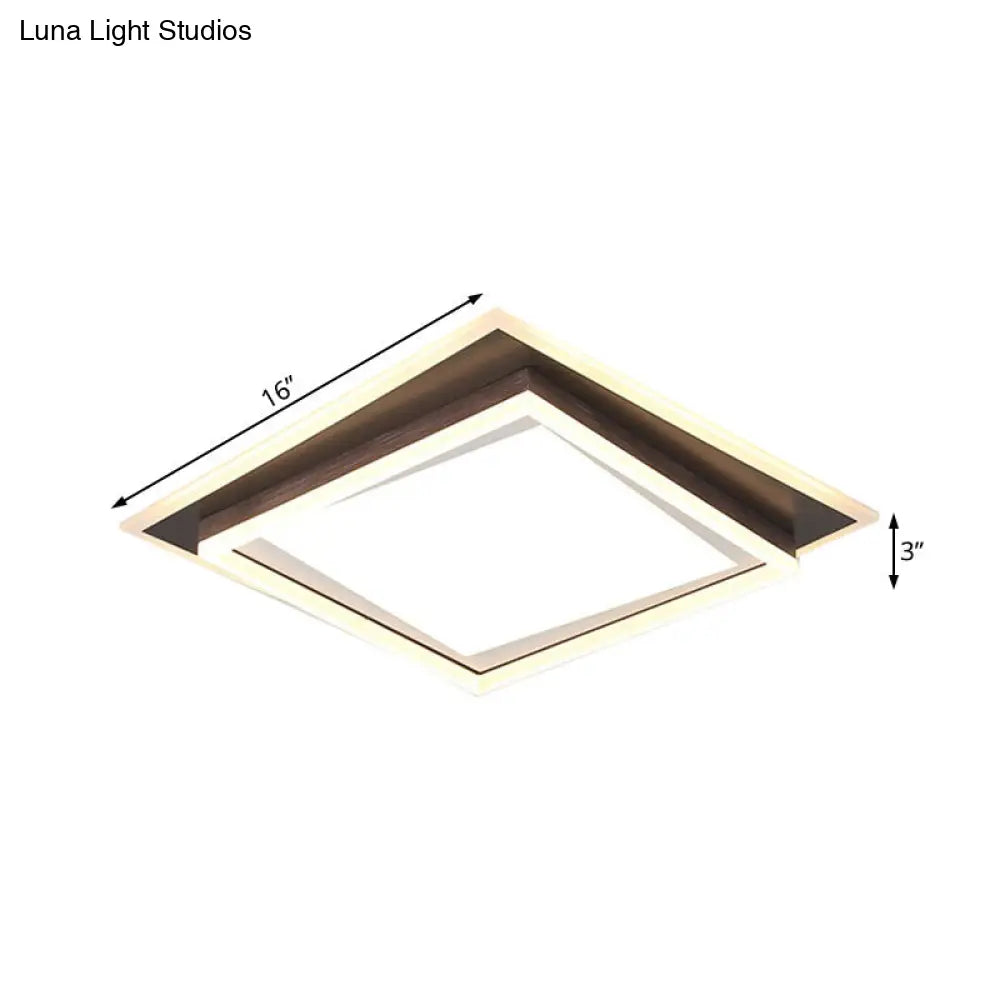 DecorBites™ DecorBites™ Modern Metal LED Flush Mount Ceiling Lamp with Recessed Diffuser - Square/Rectangular, White/Warm Light (16"/19.5"/35.5" Wide)