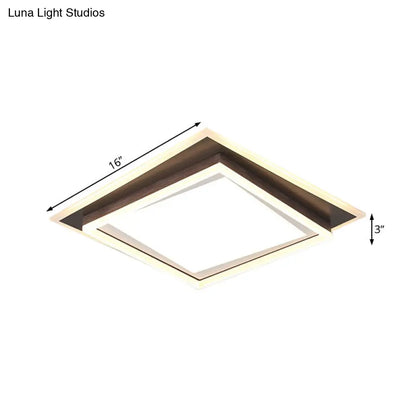 DecorBites™ DecorBites™ Modern Metal LED Flush Mount Ceiling Lamp with Recessed Diffuser - Square/Rectangular, White/Warm Light (16"/19.5"/35.5" Wide)
