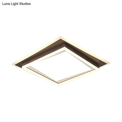 DecorBites™ DecorBites™ Modern Metal LED Flush Mount Ceiling Lamp with Recessed Diffuser - Square/Rectangular, White/Warm Light (16"/19.5"/35.5" Wide)