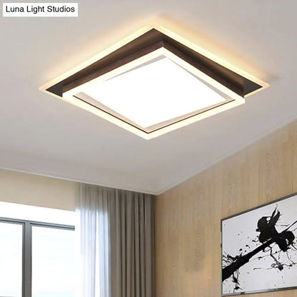 DecorBites™ DecorBites™ Modern Metal LED Flush Mount Ceiling Lamp with Recessed Diffuser - Square/Rectangular, White/Warm Light (16"/19.5"/35.5" Wide)