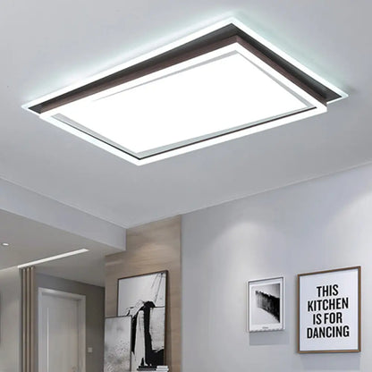 DecorBites™ DecorBites™ Modern Metal LED Flush Mount Ceiling Lamp with Recessed Diffuser - Square/Rectangular, White/Warm Light (16"/19.5"/35.5" Wide)