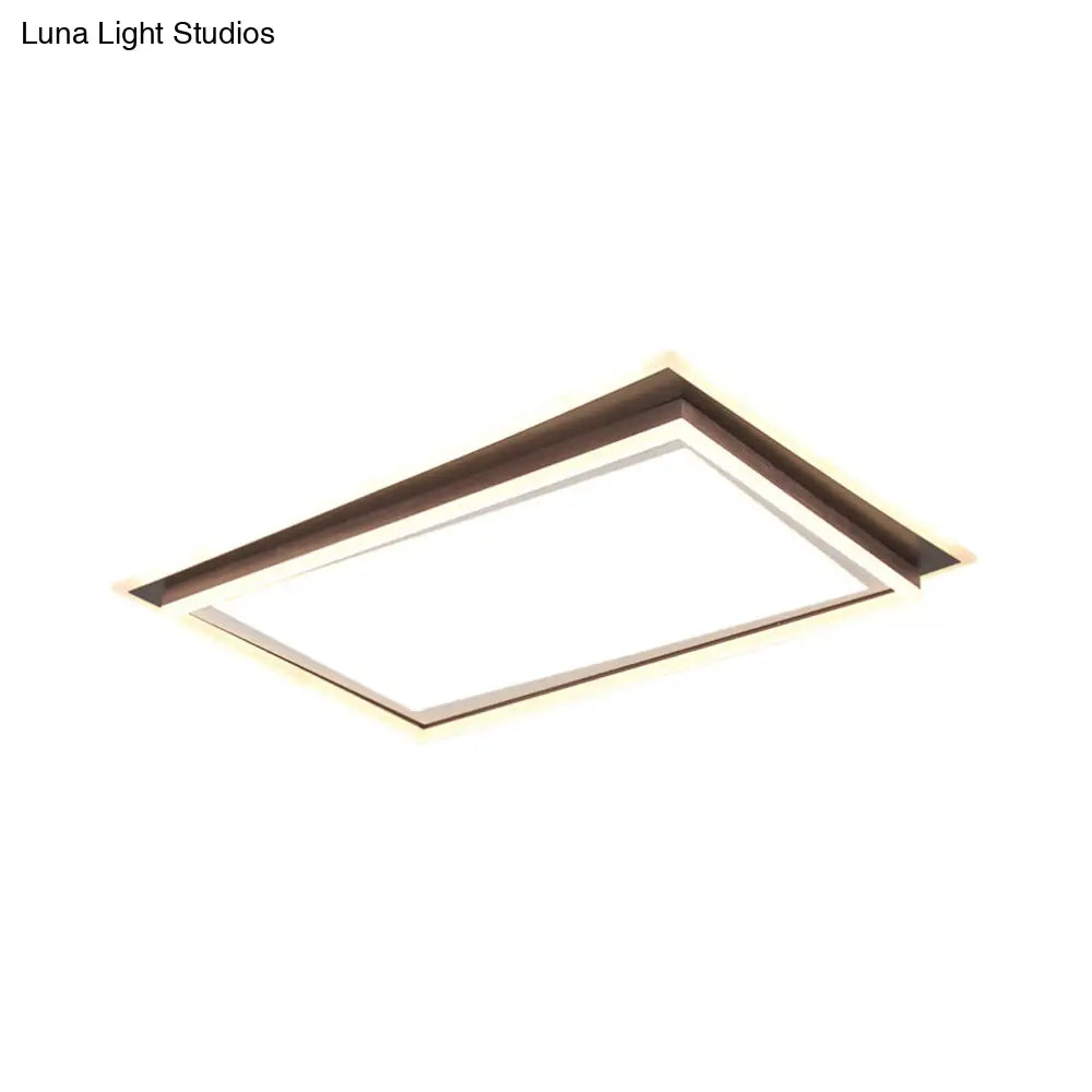 DecorBites™ DecorBites™ Modern Metal LED Flush Mount Ceiling Lamp with Recessed Diffuser - Square/Rectangular, White/Warm Light (16"/19.5"/35.5" Wide)