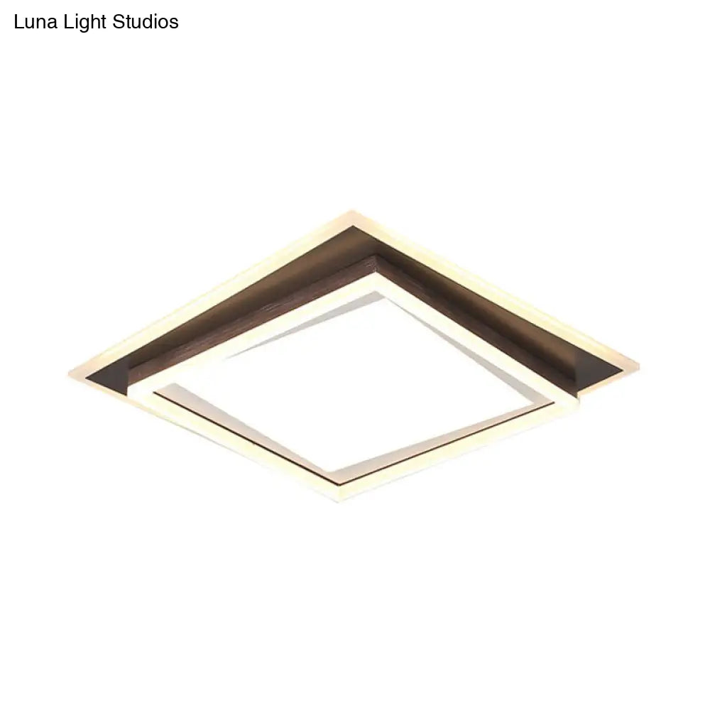 DecorBites™ DecorBites™ Modern Metal LED Flush Mount Ceiling Lamp with Recessed Diffuser - Square/Rectangular, White/Warm Light (16"/19.5"/35.5" Wide)