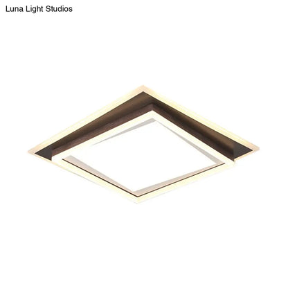 DecorBites™ DecorBites™ Modern Metal LED Flush Mount Ceiling Lamp with Recessed Diffuser - Square/Rectangular, White/Warm Light (16"/19.5"/35.5" Wide)