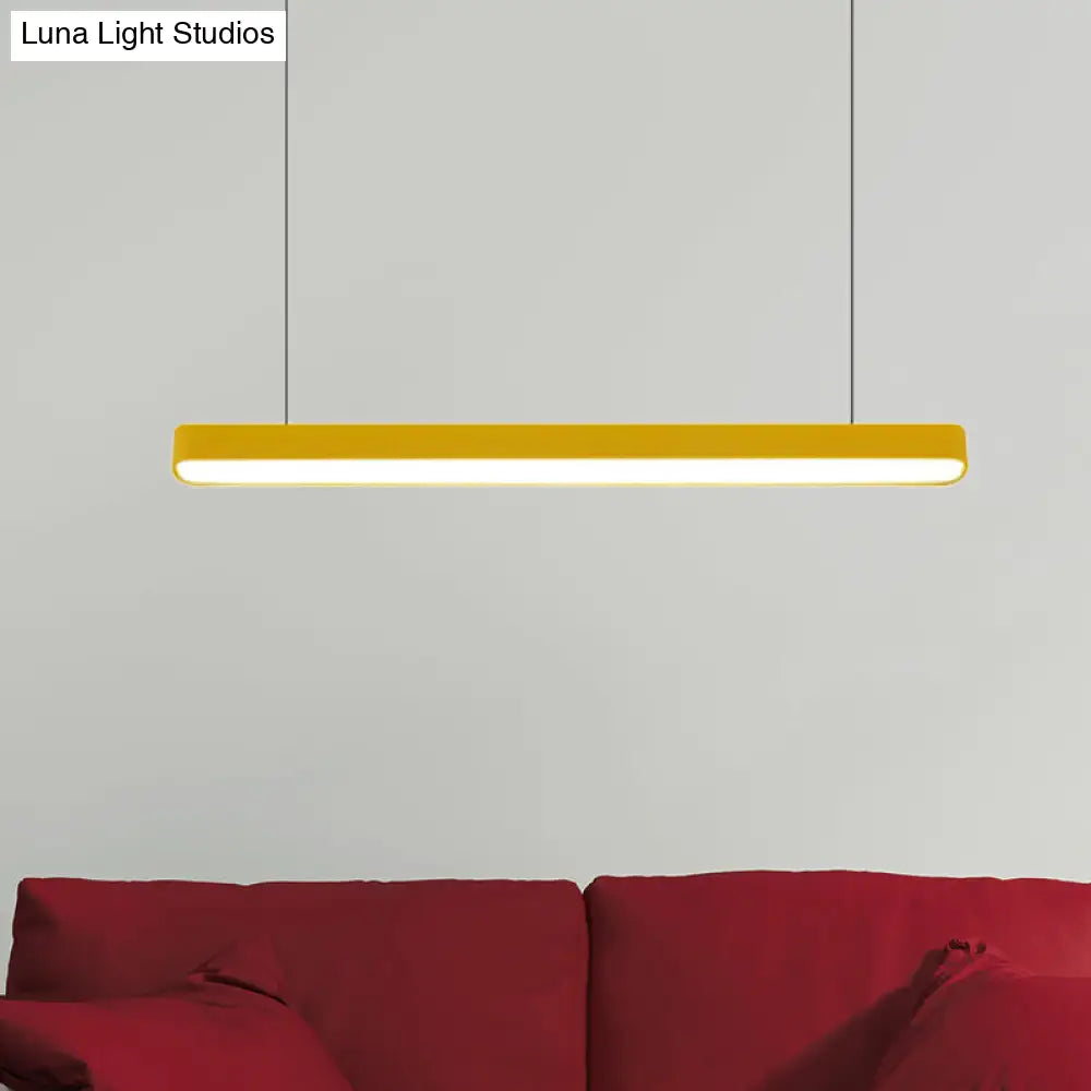 Modern Metal LED Hanging Lamp – Tubular Pendant Light for Dining Room – Available in Red/Blue/Yellow