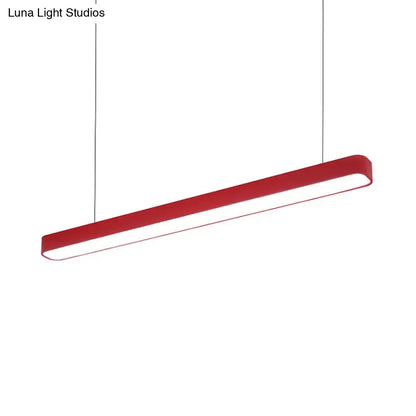 Modern Metal LED Hanging Lamp – Tubular Pendant Light for Dining Room – Available in Red/Blue/Yellow