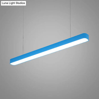 Modern Metal LED Hanging Lamp – Tubular Pendant Light for Dining Room – Available in Red/Blue/Yellow