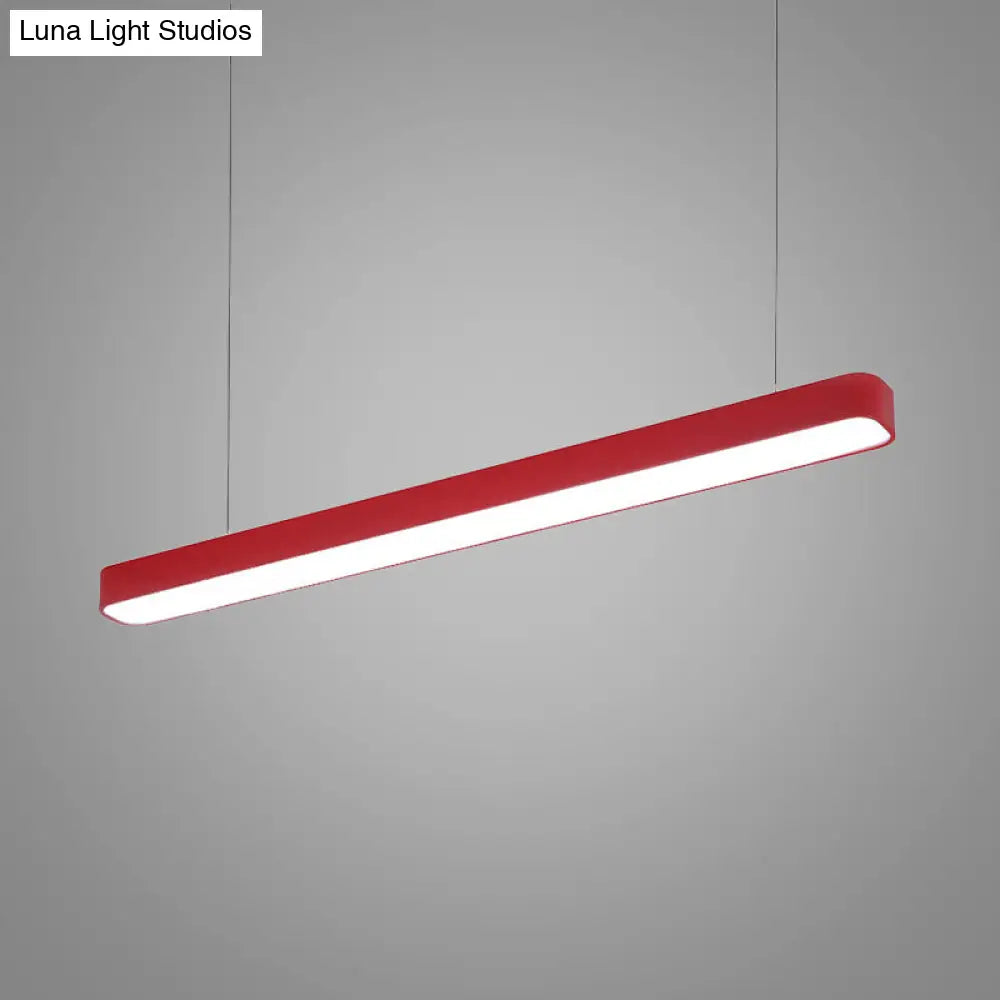 Modern Metal LED Hanging Lamp – Tubular Pendant Light for Dining Room – Available in Red/Blue/Yellow