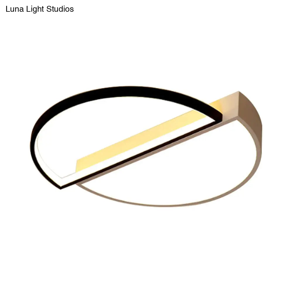 DecorBites™ DecorBites™ Modern Metal LED Semicircle Flush Lamp: Black/White Ceiling Mounted Fixture with Acrylic Diffuser in White/Warm Light (18"/21.5" Wide)