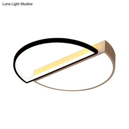 DecorBites™ DecorBites™ Modern Metal LED Semicircle Flush Lamp: Black/White Ceiling Mounted Fixture with Acrylic Diffuser in White/Warm Light (18"/21.5" Wide)