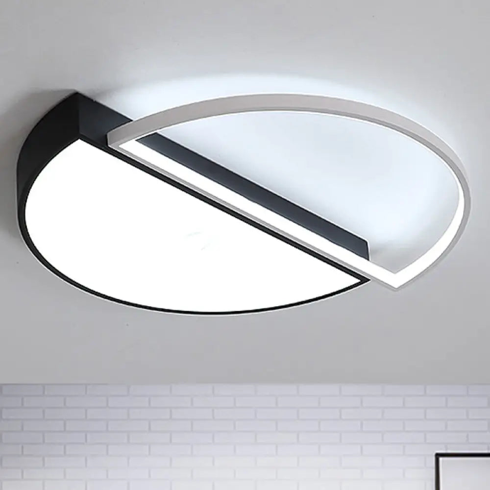 DecorBites™ DecorBites™ Modern Metal LED Semicircle Flush Lamp: Black/White Ceiling Mounted Fixture with Acrylic Diffuser in White/Warm Light (18"/21.5" Wide)