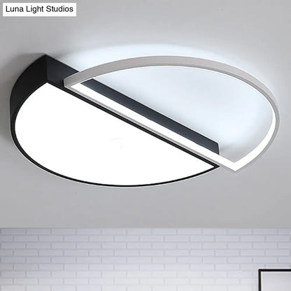 DecorBites™ DecorBites™ Modern Metal LED Semicircle Flush Lamp: Black/White Ceiling Mounted Fixture with Acrylic Diffuser in White/Warm Light (18"/21.5" Wide)
