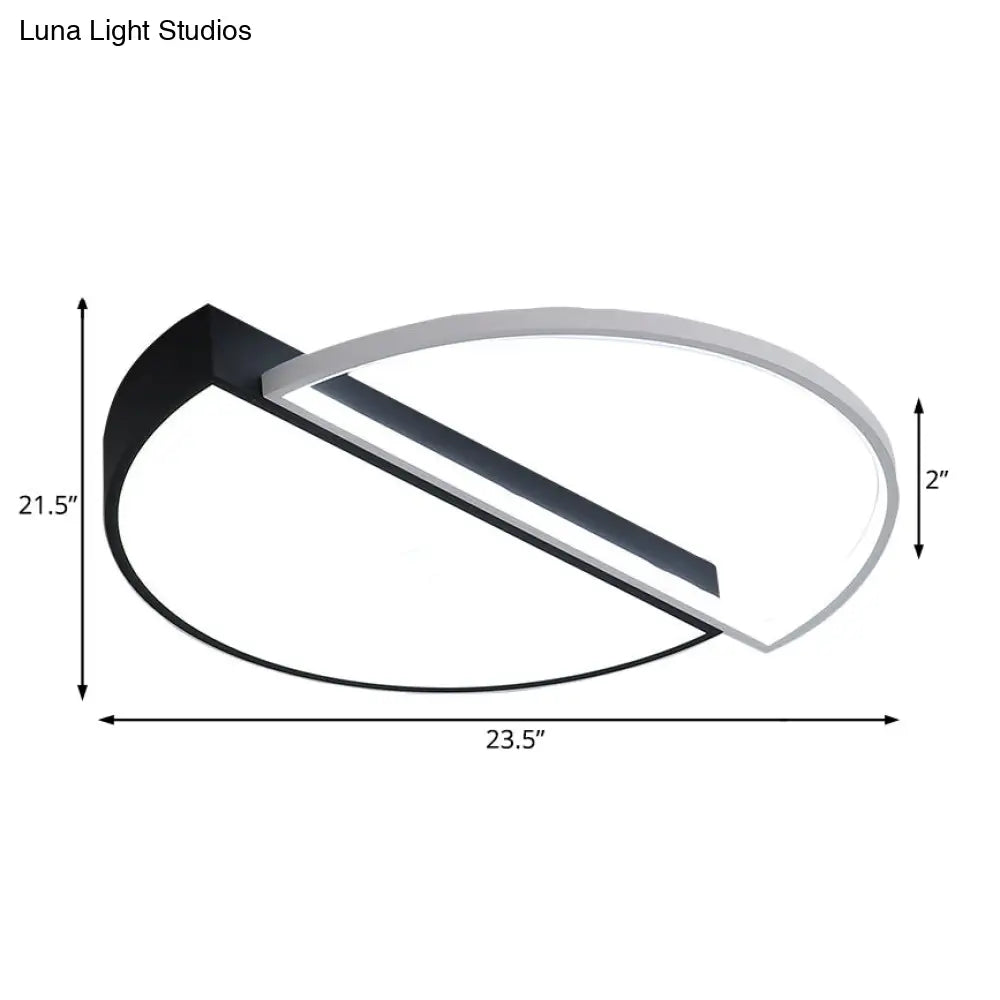 DecorBites™ DecorBites™ Modern Metal LED Semicircle Flush Lamp: Black/White Ceiling Mounted Fixture with Acrylic Diffuser in White/Warm Light (18"/21.5" Wide)