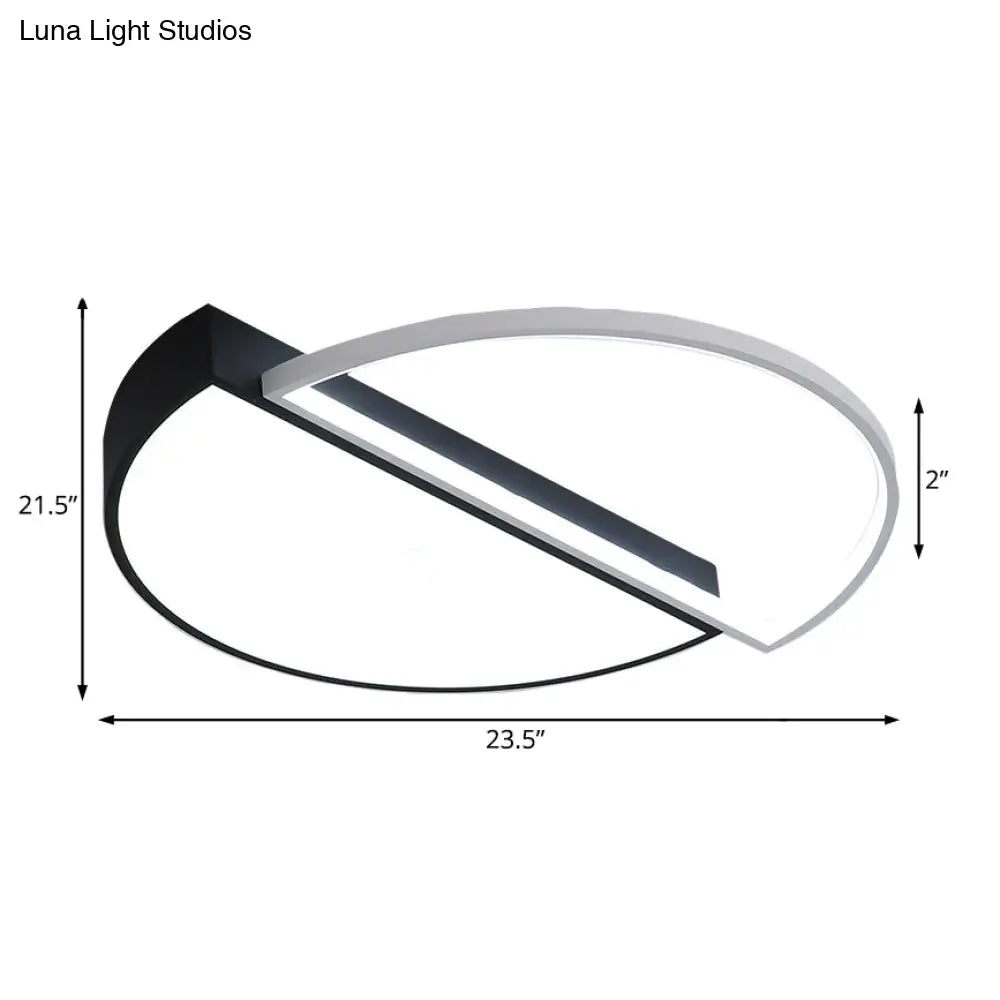 DecorBites™ DecorBites™ Modern Metal LED Semicircle Flush Lamp: Black/White Ceiling Mounted Fixture with Acrylic Diffuser in White/Warm Light (18"/21.5" Wide)